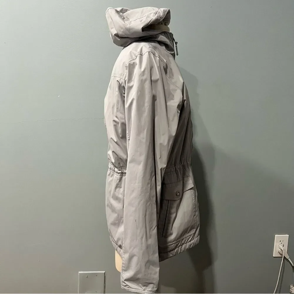Izod Grey Hooded Reversible Trench Coat Fleece Plaid Coat Size Small